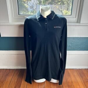 X-Bionic Womens Lady Black Long Sleeve Polo Golf Shirt Size Small.